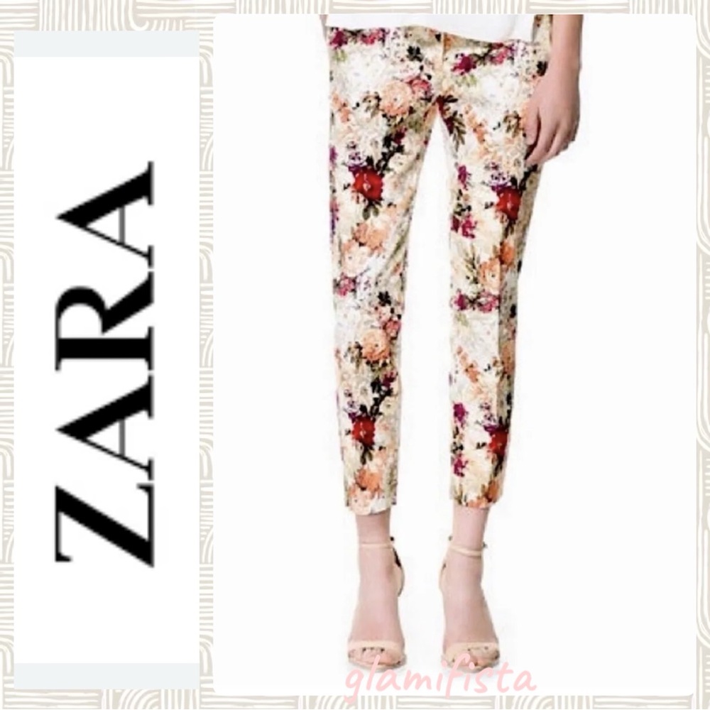 Zara Women's Floral Cotton Pants Sz.S 🌸